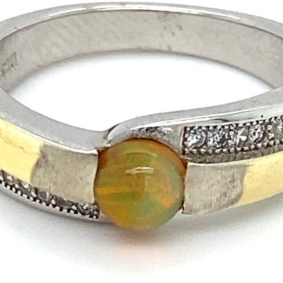Opal .71ct Golden Rhodium Finish Solid Silver Ring - Picture 6 of 6